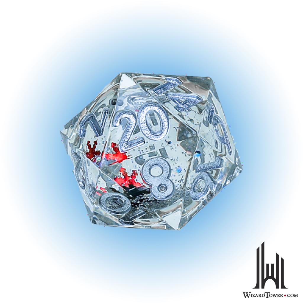 Individual Dice - Snow Globe Silver / Silver 22mm d20